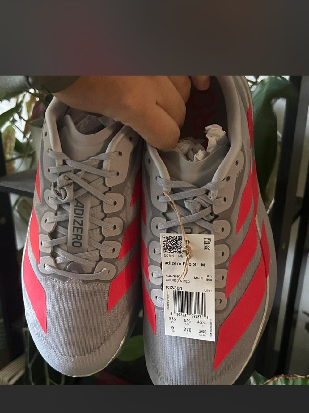 adidas Men’s Athletic Shoes - Gray with Red Stripes - Picture 2 of 3